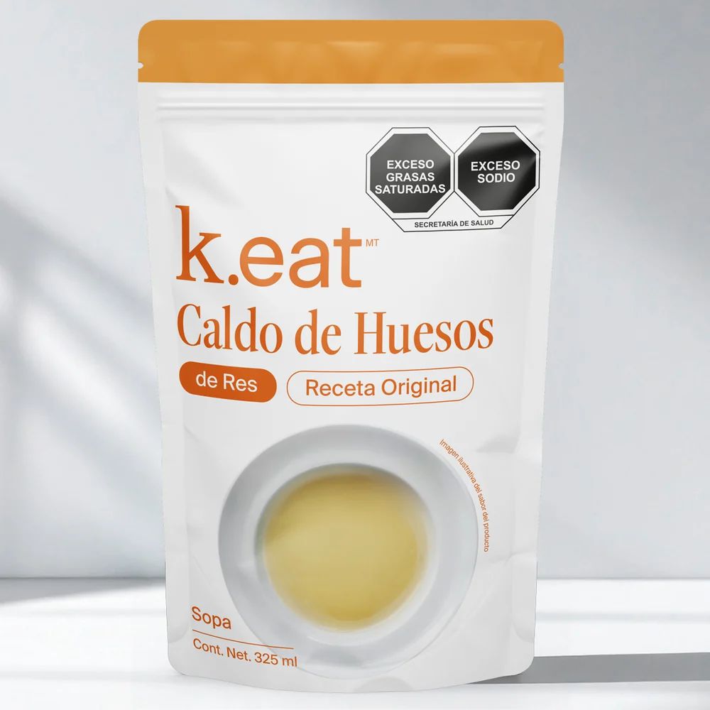 Empaque de Caldo de Huesos de Res k.eat, Receta Original